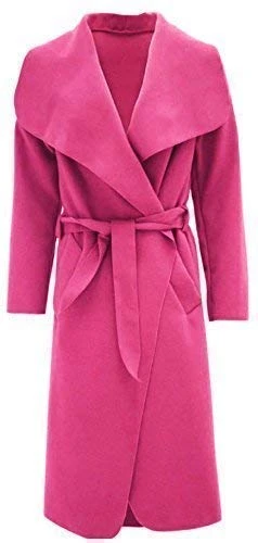 F73 Celebmodelook New Ladies Womens Belt Jacket Draped Trench Coat in Plus Size. Purple