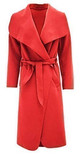 F73 Celebmodelook New Ladies Womens Belt Jacket Draped Trench Coat in Plus Size.