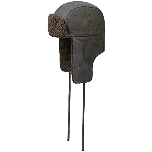 Fairbanks Cotton Bomber Trapper Hat Men - Aviator Lapeer with Ear Flaps, Lining, Chin Strap, Strap Winter Autumn-Winter - XL (60-61 cm) Brown