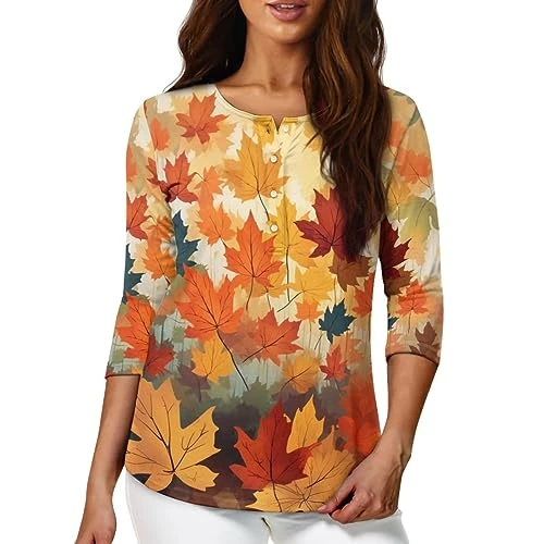 Fall Blouses for Women Dressy Casual Outfits 3/4 Length Sleeve Womens Tops Ladies Summer Tops and Bl