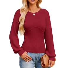 Fall Sweaters for Women 2024 Collared Knit Pullover Sweater Casual Polo Shirt Wine M
