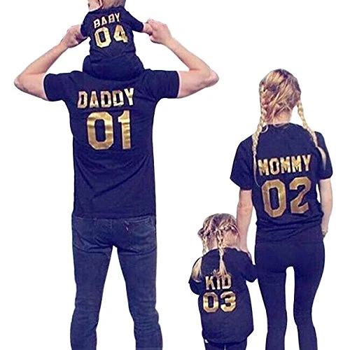 Family Couple Clothes Women T Shirt Men Kid Baby Print Short Sleeve Round Neck Tops Summer Loose