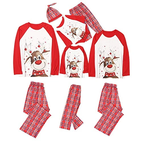 Family Matching Christmas Pyjamas Set Xmas Pjs 2Pcs Nightwear Sleepwear Top + Pants for Women Men Boys Girls Dog (3 Years, Red - Kids)