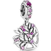 Family Tree Pink Heart Drop Charm