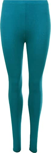 Farah Collection® Women's Plain Full Length Elastic Waist Viscose Legging - Ladies Comfortable Stretchy Tights Dance Pants (Teal, 12-14)