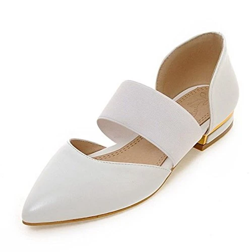 Fashion Casual Flats with Pointed Toe and Plus Size (10.5 UK) for Working and Leisure(White, 31 EU)