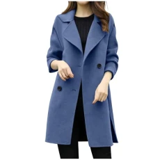 Fashion Jackets Autumn and Winter Plush Warm Jacket Solid Color Casual Coat Womens Slim Mid Length Double Breasted Overcoat Long Sleeve Hooded Cotton Jacket With Pockets