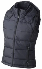 Fashionable Ladies' Quilted Vest with Detachable Hood (S, Navy)
