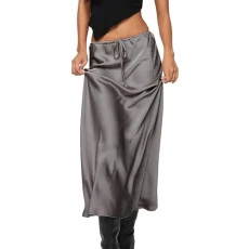 Fashionable Skirt, Long Women's Elegant Satin Skirt with Flare Comfortable Women's Skirt High Waistband Plain Elegant Midi Skirt Flowing Draped Comfortable Casual Skirt Satin Slim Fit Long, gray, M Fashionable Skirt, Long Women's Elegant Satin Skirt with Flare Comfortable Women's Skirt High Waistband Plain Elegant Midi Skirt Flowing Draped Comfortable Casual Skirt Satin Slim Fit Long, gray, M