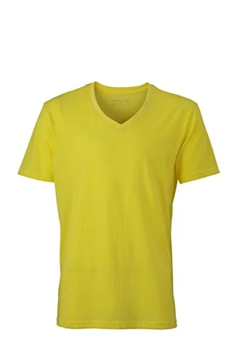 Fashionable T-Shirt with V-Neck (3XL, Yellow-Melange)