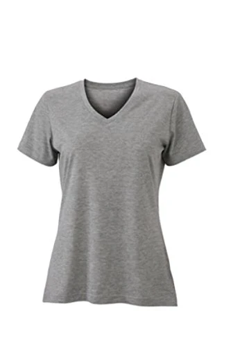 Fashionable T-Shirt with V-Neck (XXL, Grey-Heather)