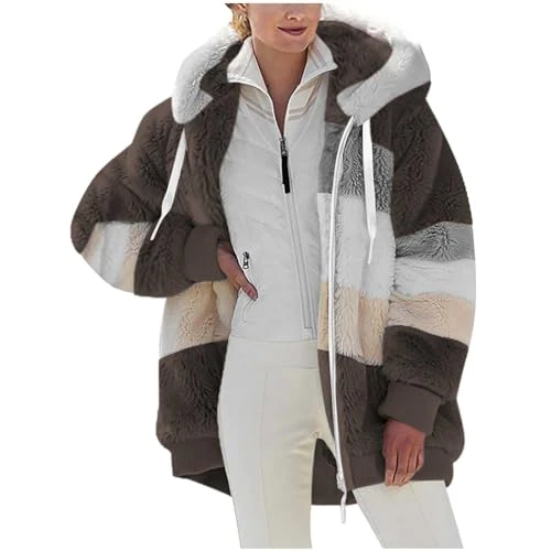 Faux Fur Coats for Women UK Thermal White Jackets for Women UK Thicken Winter Coats for Women UK Flu