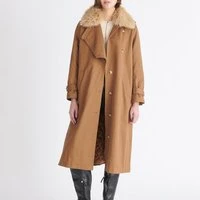 Faux fur collar coat