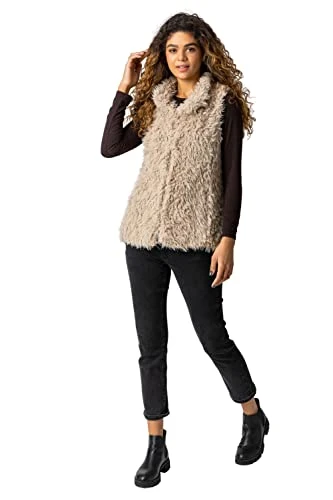 Faux Fur Gilet Vest for Women UK - Ladies Winter Everyday Casual Comfort Cosy Fluffy Bodywarmer Laye