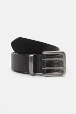 Faux Leather Belt With Eyelets - Black