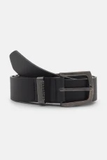 Faux Leather Belt With Logo And Buckle - Black