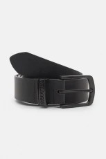 Faux Leather Belt With Logo - Black