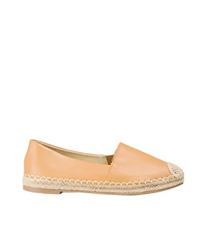 Faux Leather Espadrille Flats (Camel, 5) 2377-CAM-5