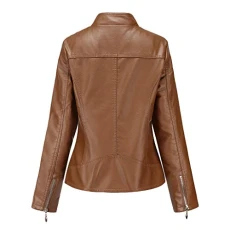 Faux Leather Jacket for Women Overcoat Leather Winter Coat Outwear Tops Short Women Jacket Zipper Warm Women's Coat Lightweight down Coat Women (Brown, M)