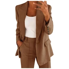Faux Suede Coat Women's Elegant Sporty Summer Fitted Jacket Suit Jacket Business Oversize Elegant Spring Thin Transition Jacket Short Blazer Coat Windproof Women, coffee, XXXXL