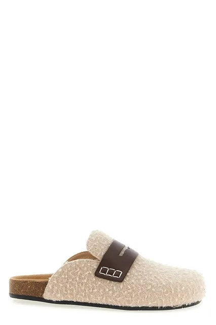 Felt Loafer mules - Beige