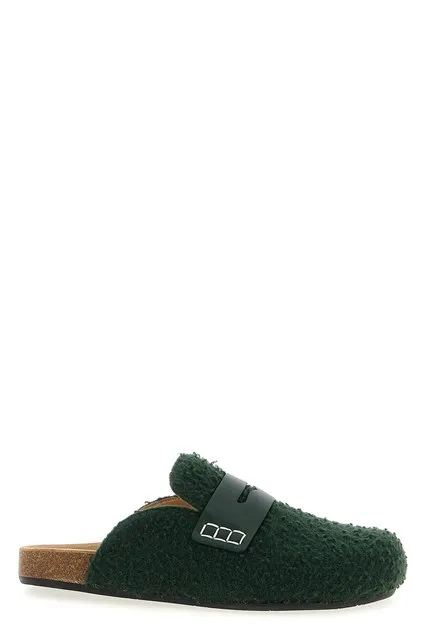Felt Loafer mules - Green