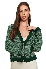 FeMan Regular fit Basic V Neck Knitwear Cardigan,Khaki,S FeMan Regular fit Basic V Neck Knitwear Cardigan,Khaki,S