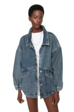 FeMan Regular fit Bomber jackets Shirt collar Denim Jacket FeMan Regular fit Bomber jackets Shirt collar Denim Jacket