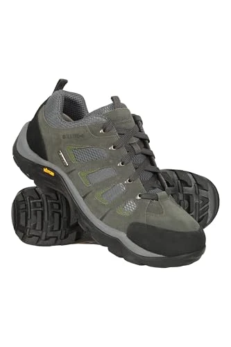 Field Mens Waterproof Wide Fit Shoes - Lightweight, Quick-Dry Sneakers with Vibram Sole, Suede & Mesh Upper - for Autumn Winter, Walking & Wet Weather Grey Adult Shoe Size 11