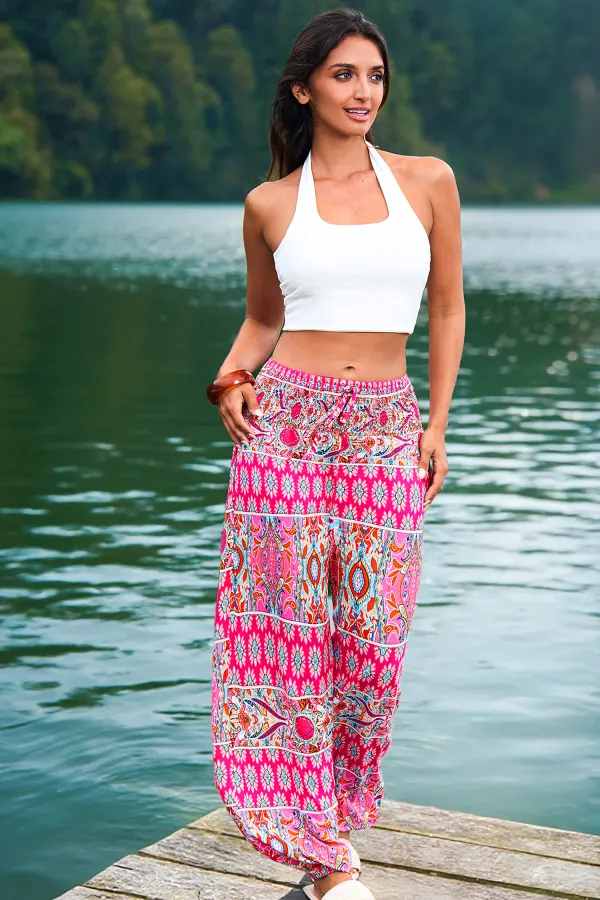 Find a Way Boho Trousers - Pink