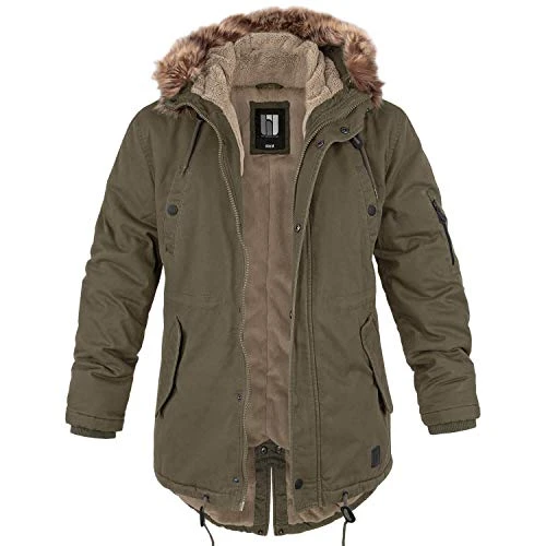 Fishtail Winter Parka with Lining Men's Parka Jacket, olive, L