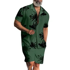 Fitness AndHome Men's Size Clothing Two Piece Large Summer Pyjamas Outdoor Suit Men's Suits & Sets Suit Transport, Green, L