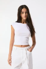 Fitted T hirt With Full Sleeves - White