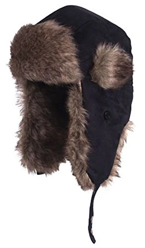 Fladen Faux Fur Trapper Hat - Black, Large