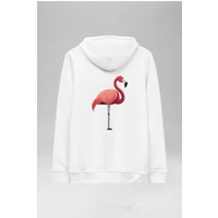 Flamingo Hoodie White M Hoodie Tops Unisex Genderless Sustainable