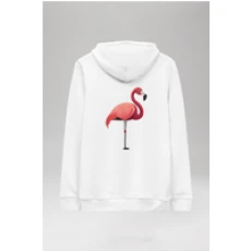 Flamingo Hoodie White M Hoodie Tops Unisex Genderless Sustainable