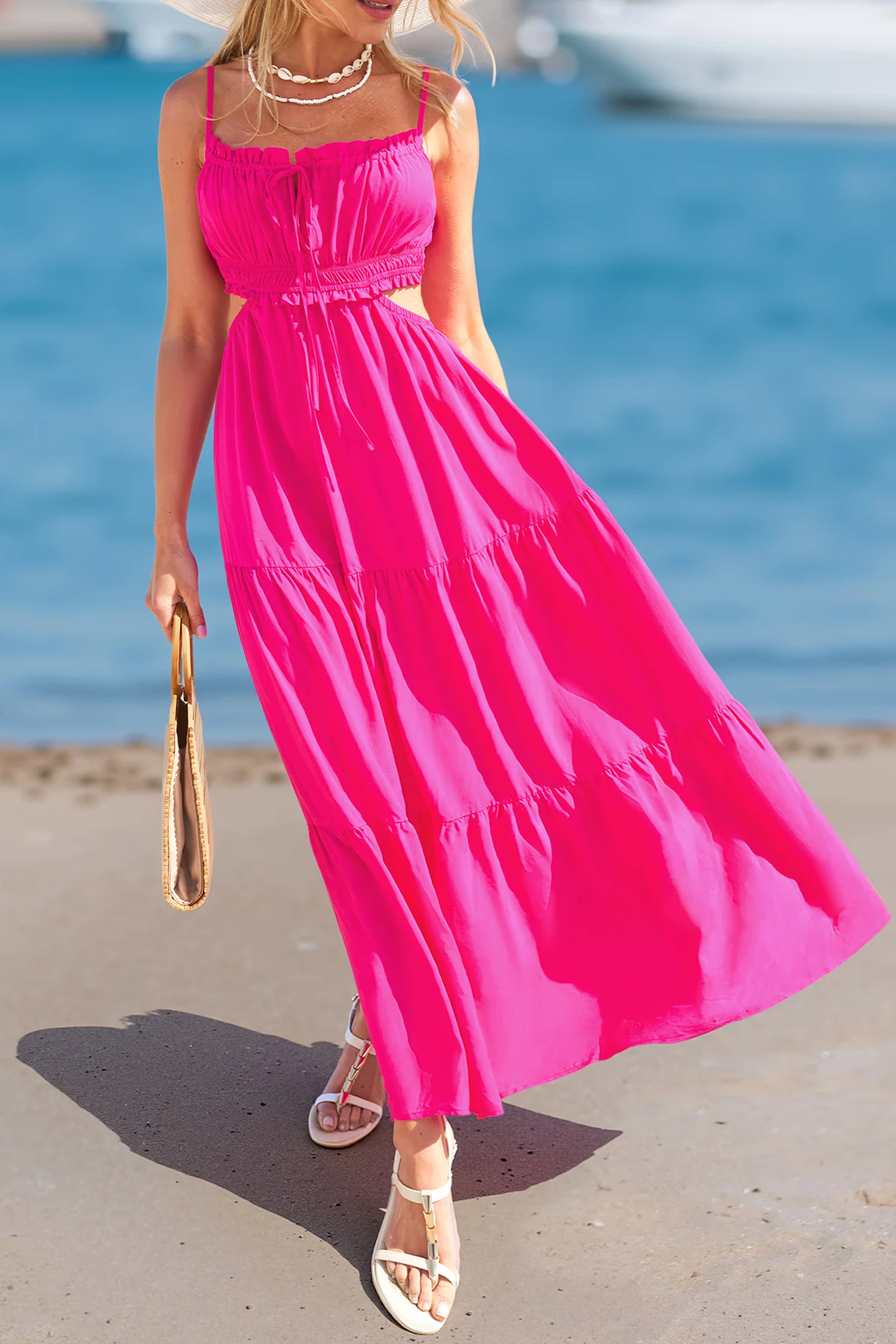Flamingo Tide Pink Maxi Dress