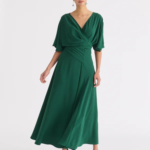 Flare sleeves maxi wrap dress