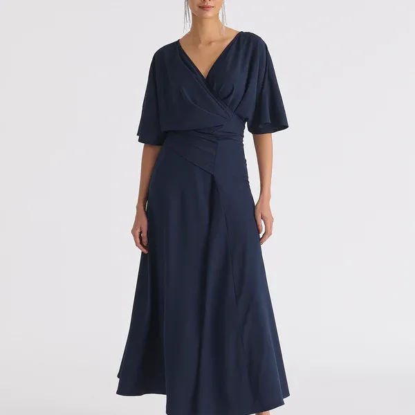 Flare sleeves maxi wrap dress