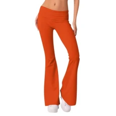 Flared Leggings Women Flare Trousers High Waisted Yoga Pants with Pockets Crossover Leggings Workout Going Out