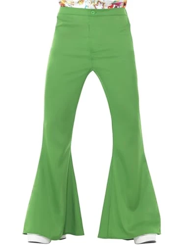 Flared Trousers, Mens, Green , 1960's Groovy Fancy Dress, 1960s Dress Up Costumes