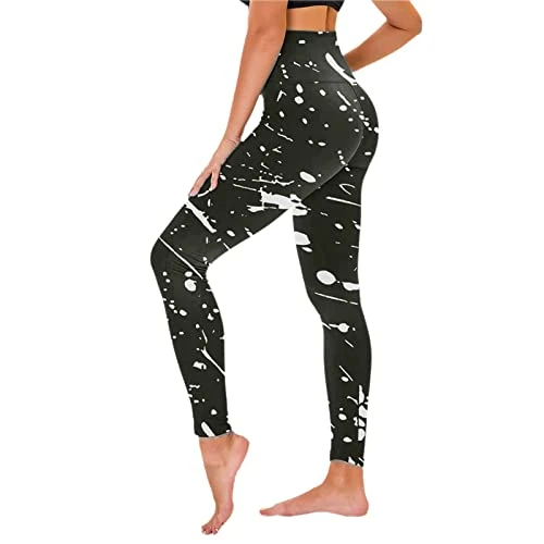 Flared trousers, women's trousers, fashion printed leggings, sports leggings, trousers, women's elegant office, black, XL