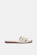 Flat Crossover Slider Sandals - Ecru