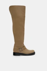 Flat Leather Knee-High Boots and Flat Leather Knee-High Boots and