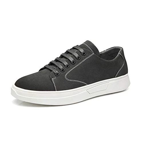 Flat Shoes PU Leather Low-Top Sneakers Casual Lace UP Footwear for Men Dark Grey 38