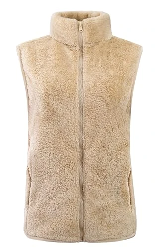 Fleece Jacket Women's Fleece Gilets Soft Zip Jacket Lightweight Warm Fleece Vest Sleeveless Jacket S