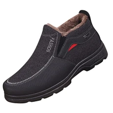 Fleece Lined Winter Boots for Men Elastic Gores Boots Plush Snow Boots Non Slip Lightweight Footwear Warm Boots Comfortable Sneakers Trainers Mens Size 9 Walking Shoes Winter Shoes