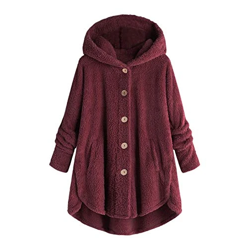 Fleece Warm Women's Nightwear Winter Thermal Plush Jackets Baggy Soft Loungewear Hooded Jackets Long-Sleeved Pockets Button Down Coats Blanket Sweater Loose Pro Skin Comfy Causal Jackets