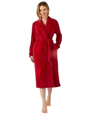 Fleece Wrap Gown Women Nightwear Shawl Collar Thermolactyl Long Sleeves Red Fleece Wrap Gown Women Nightwear Shawl Collar Thermolactyl Long Sleeves Red