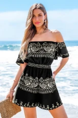 Flirty Flutter Boho Playsuit - Black